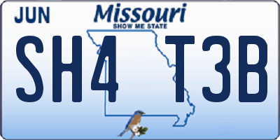 MO license plate SH4T3B