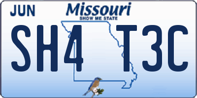 MO license plate SH4T3C