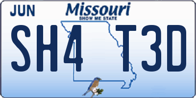 MO license plate SH4T3D