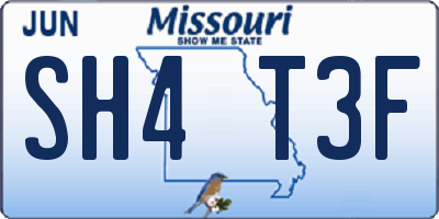 MO license plate SH4T3F