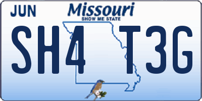 MO license plate SH4T3G