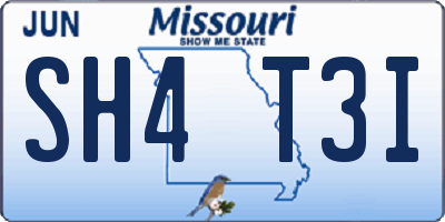 MO license plate SH4T3I