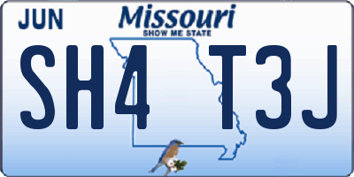 MO license plate SH4T3J
