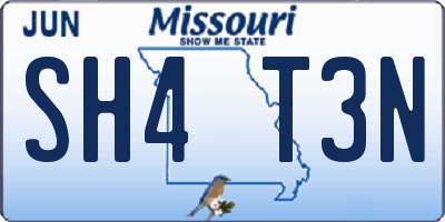 MO license plate SH4T3N