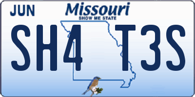 MO license plate SH4T3S