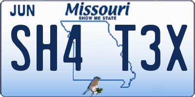 MO license plate SH4T3X