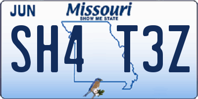 MO license plate SH4T3Z
