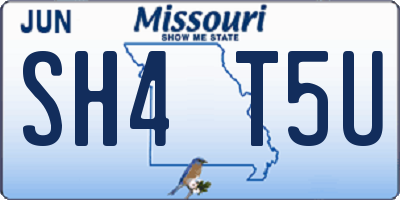 MO license plate SH4T5U