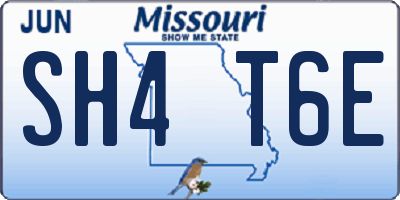 MO license plate SH4T6E