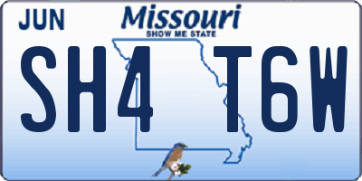 MO license plate SH4T6W