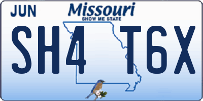 MO license plate SH4T6X