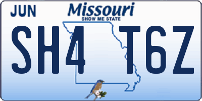 MO license plate SH4T6Z