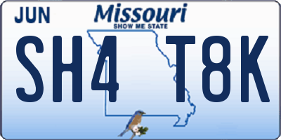 MO license plate SH4T8K