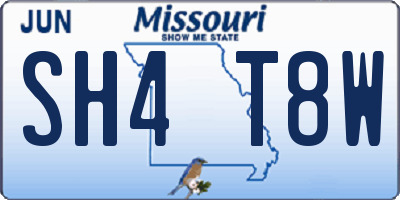MO license plate SH4T8W