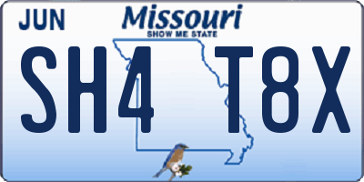 MO license plate SH4T8X