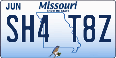 MO license plate SH4T8Z