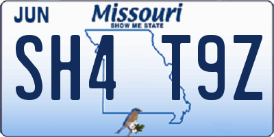 MO license plate SH4T9Z