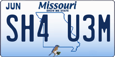 MO license plate SH4U3M