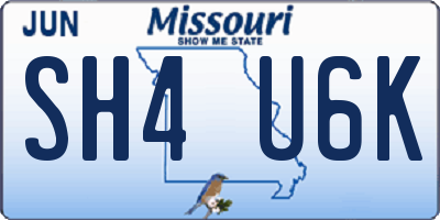 MO license plate SH4U6K