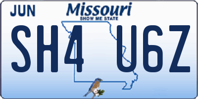 MO license plate SH4U6Z