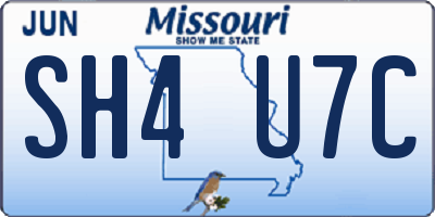 MO license plate SH4U7C