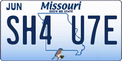 MO license plate SH4U7E