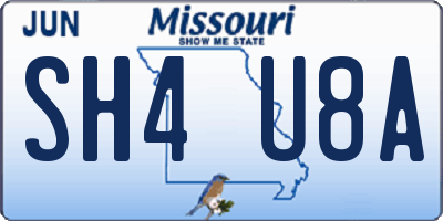 MO license plate SH4U8A