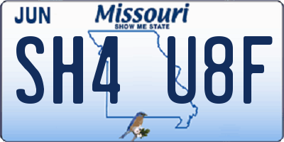 MO license plate SH4U8F