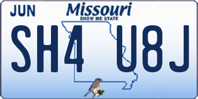 MO license plate SH4U8J