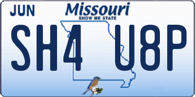 MO license plate SH4U8P