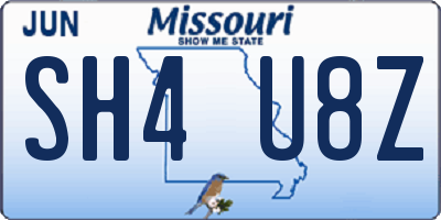 MO license plate SH4U8Z