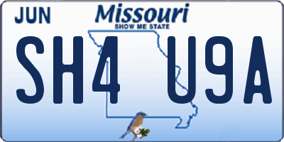 MO license plate SH4U9A