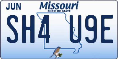 MO license plate SH4U9E