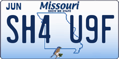 MO license plate SH4U9F