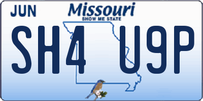 MO license plate SH4U9P