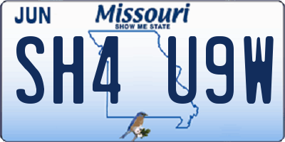 MO license plate SH4U9W