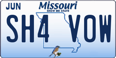 MO license plate SH4V0W