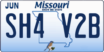 MO license plate SH4V2B