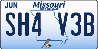 MO license plate SH4V3B