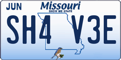 MO license plate SH4V3E