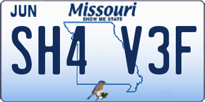 MO license plate SH4V3F