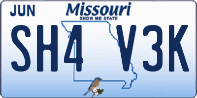 MO license plate SH4V3K
