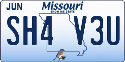 MO license plate SH4V3U