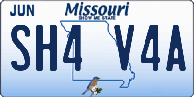 MO license plate SH4V4A