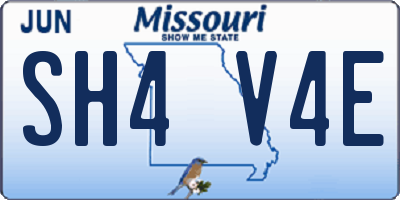 MO license plate SH4V4E
