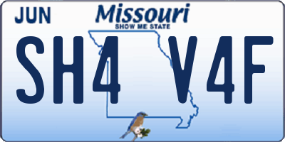 MO license plate SH4V4F
