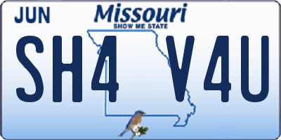 MO license plate SH4V4U
