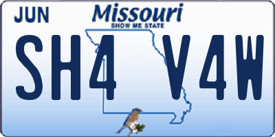 MO license plate SH4V4W