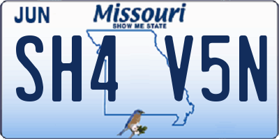 MO license plate SH4V5N