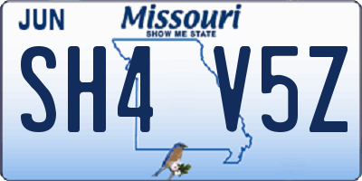 MO license plate SH4V5Z